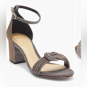 ALEXANDRE BIRMAN Vicky 60 knotted metallic woven Block Heel Sandals Gunmetal new